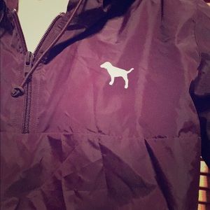 Maroon hooded windbreaker